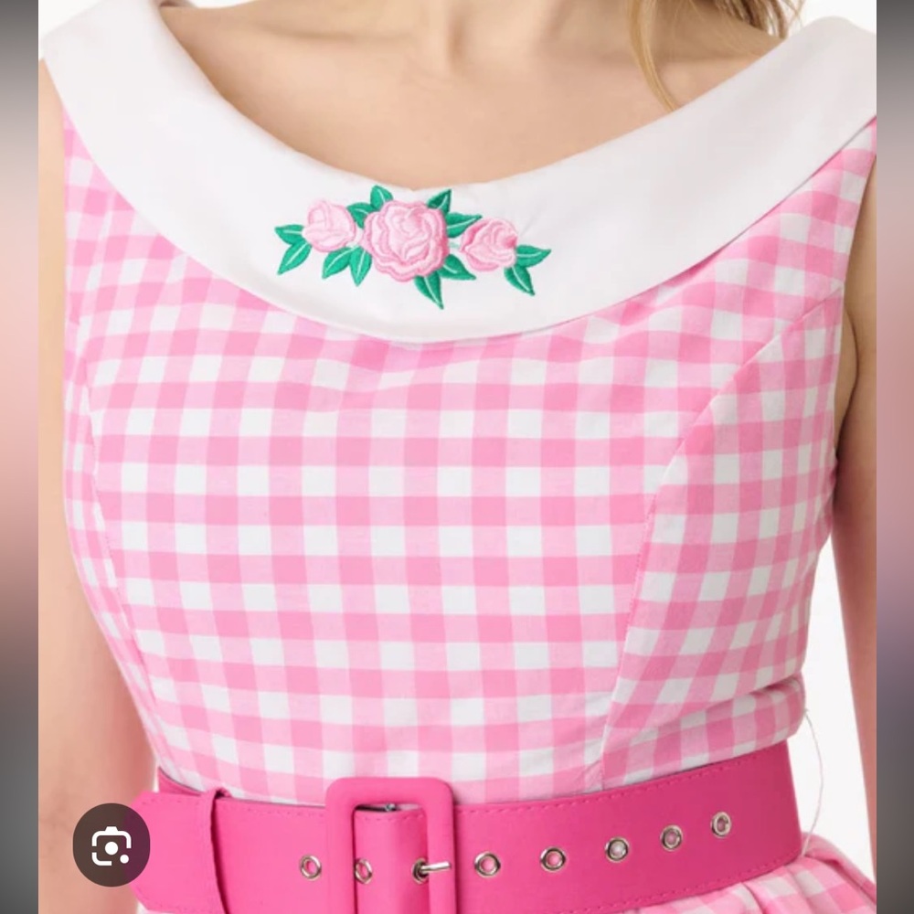 NWT Barbie Unique Vintage Pink Gingham Cotton Dancing Doll Swing Dress - Picture 3 of 13